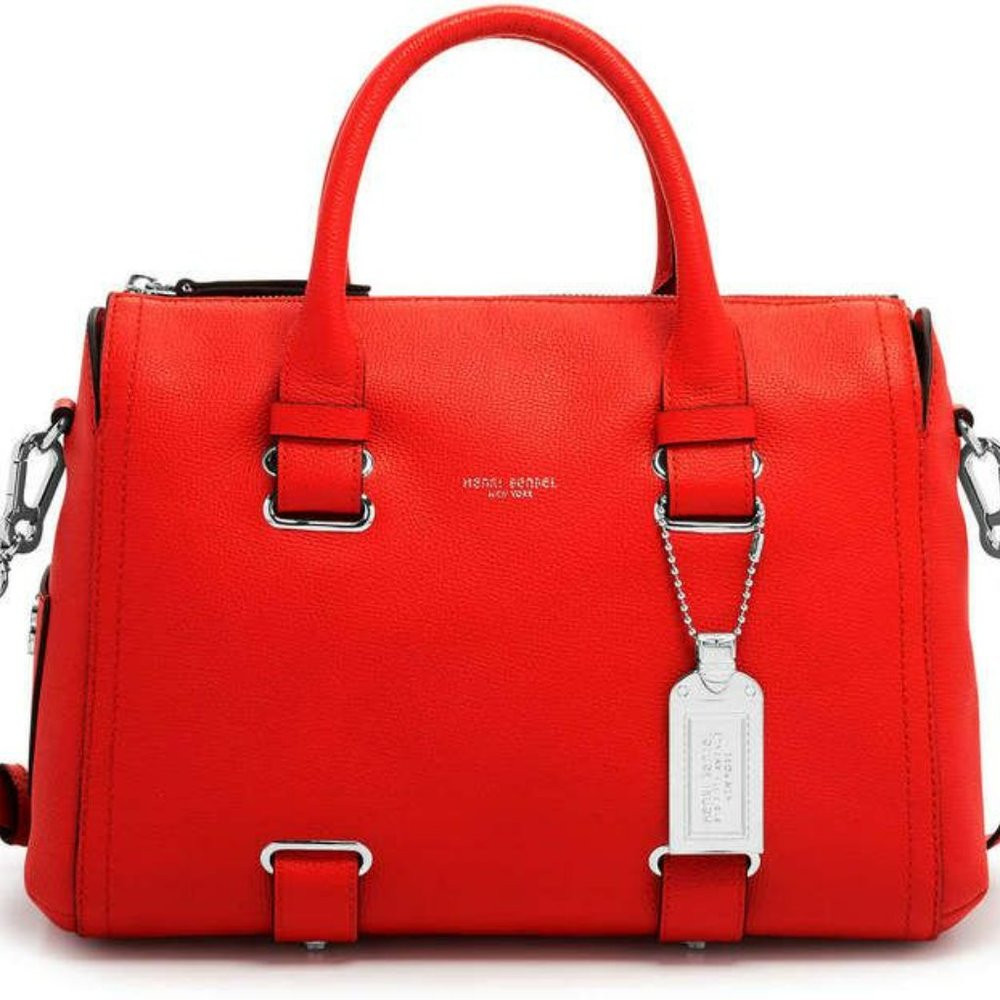 Henri Bendel Spruce Street Satchel Pebbled Leather - Red